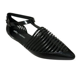 Melissa Kate Jason Wu Pointed Toe Jelly Flat Sandals Size 8 Black Casual